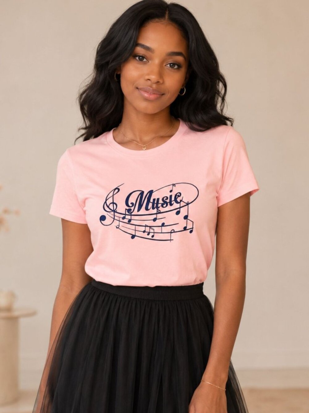 Music Note Tee Womens XL Soft Pink Treble Clef Graphic Singer Choir Shirt